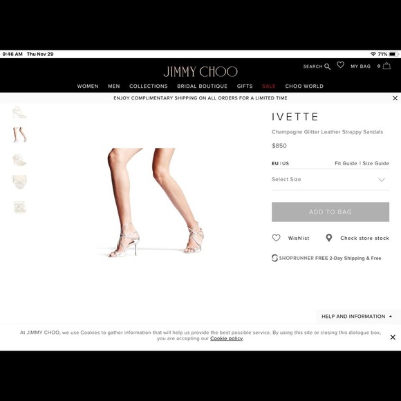 Jimmy Choo Champagne Ivette Sandal 85 Heel, Size: EU 39 (Approx. US 9) - Picture 12 of 12